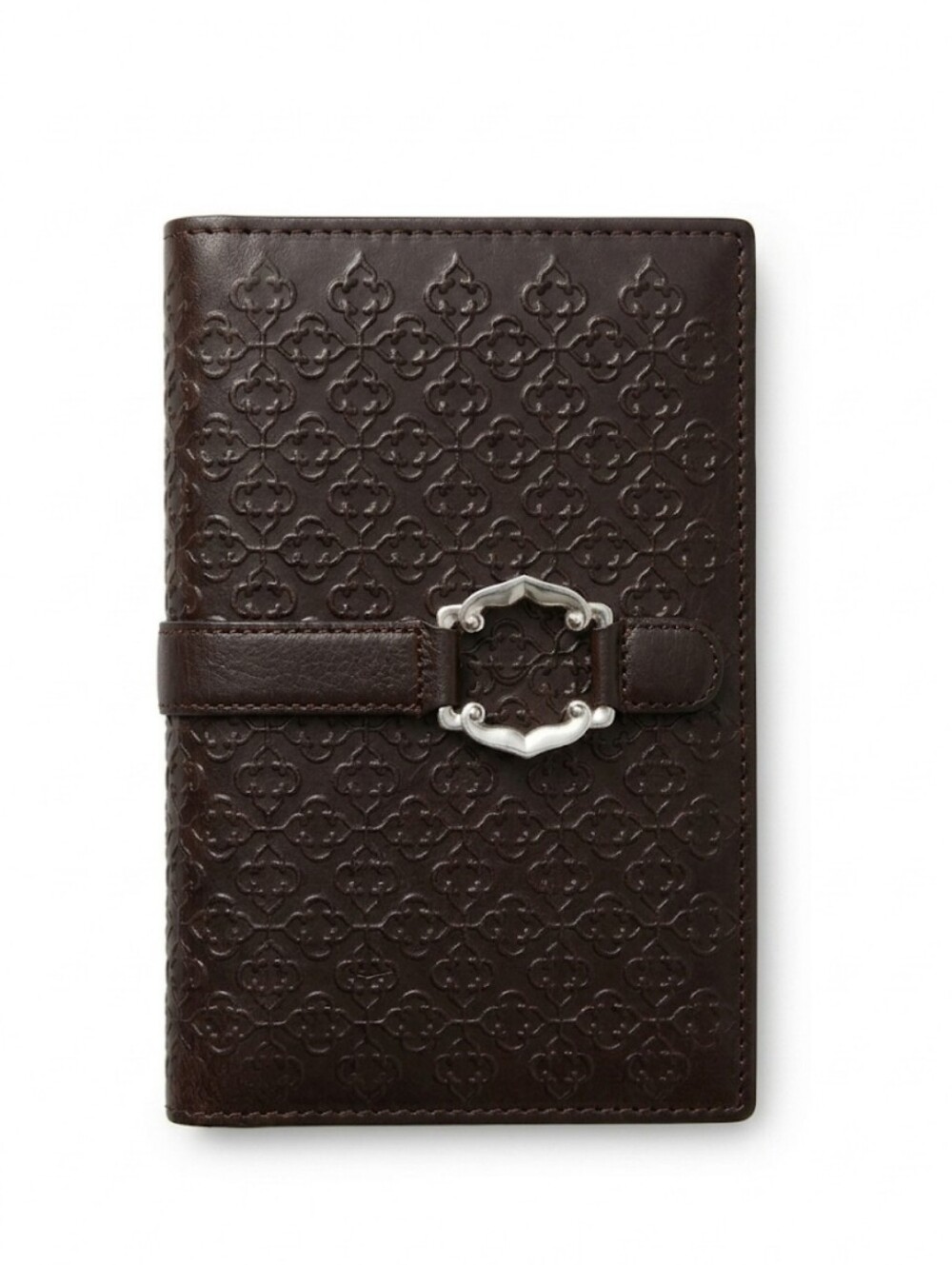 Brighton Vintage Leather Trellis Quatrefoil Embossed Large Continental Wallet
